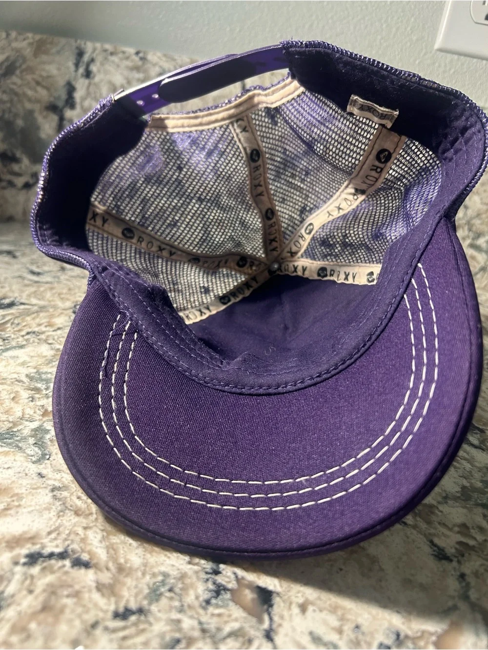 Y2K Roxy Mint and Purple Logo Trucker/surf Hat size small